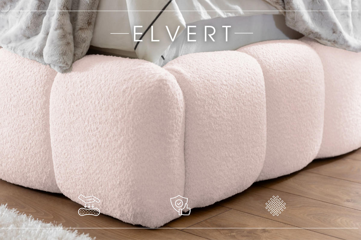 POLSTERBETT aus Polyester Elvert 180x200 cm, Hellrosa - Hellrosa, Textil (180/200cm) - Meblito