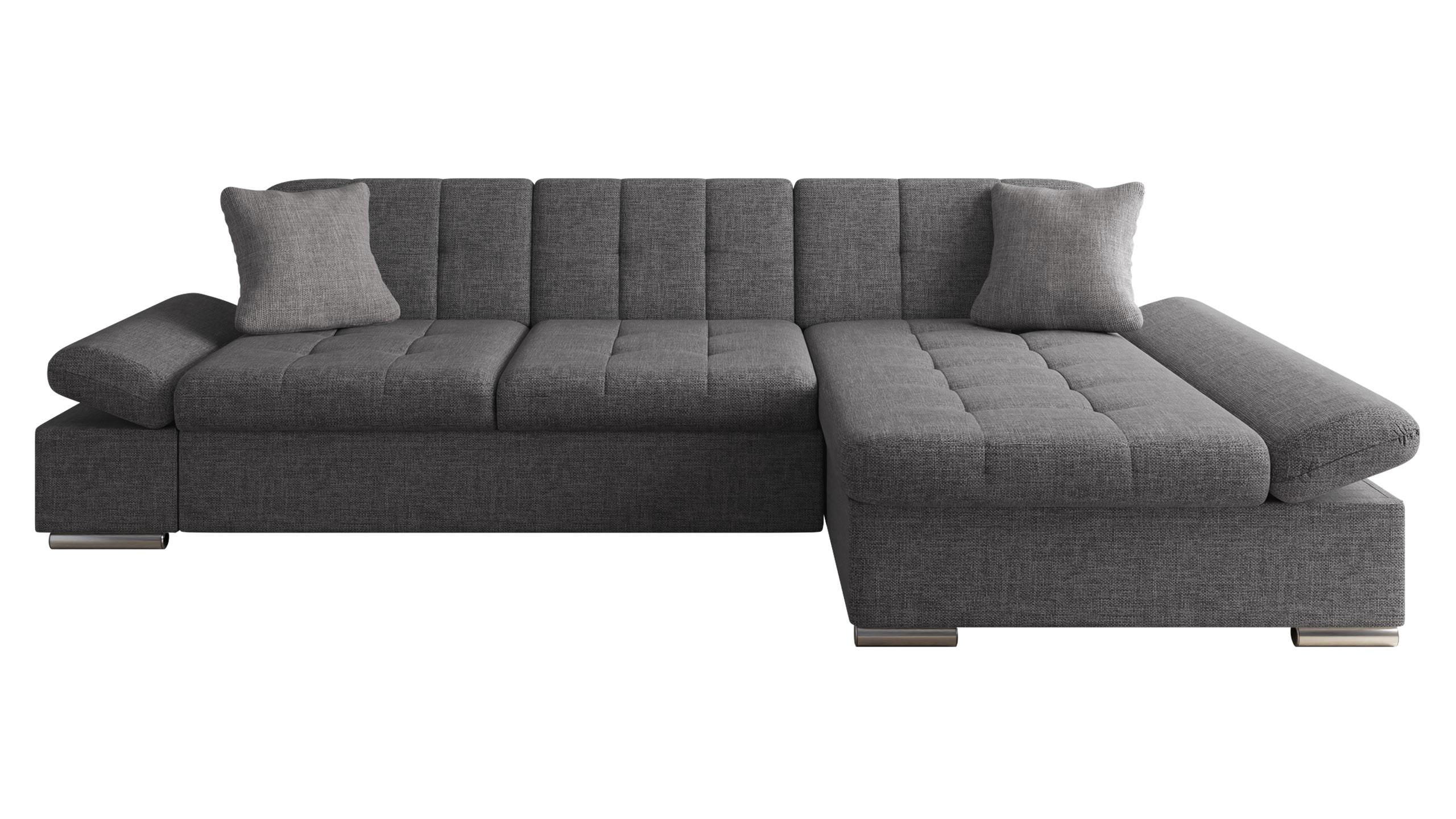 ECKSOFA Malwi, Seite: Rechts - Chromfarben, Holz/Textil (278/161cm) - MIRJAN24