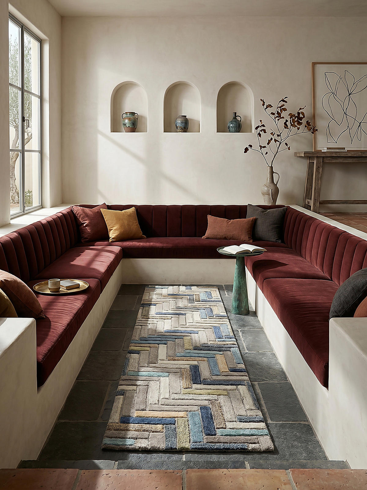 WOLLTEPPICH ESK, geometrisch, Florhöhe 10 mm, Blau-Bunt, 60 x 230 cm - Blau, Textil (230/60cm) - KADIMA DESIGN
