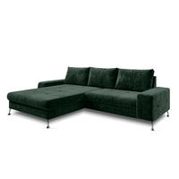 ECKSOFA L Form Artemia Grün Samt 275/210/81 cm – modernes Sofa fürs Wohnzimmer L - Silberfarben/Grün, Textil/Metall (210/275cm) - AX Living