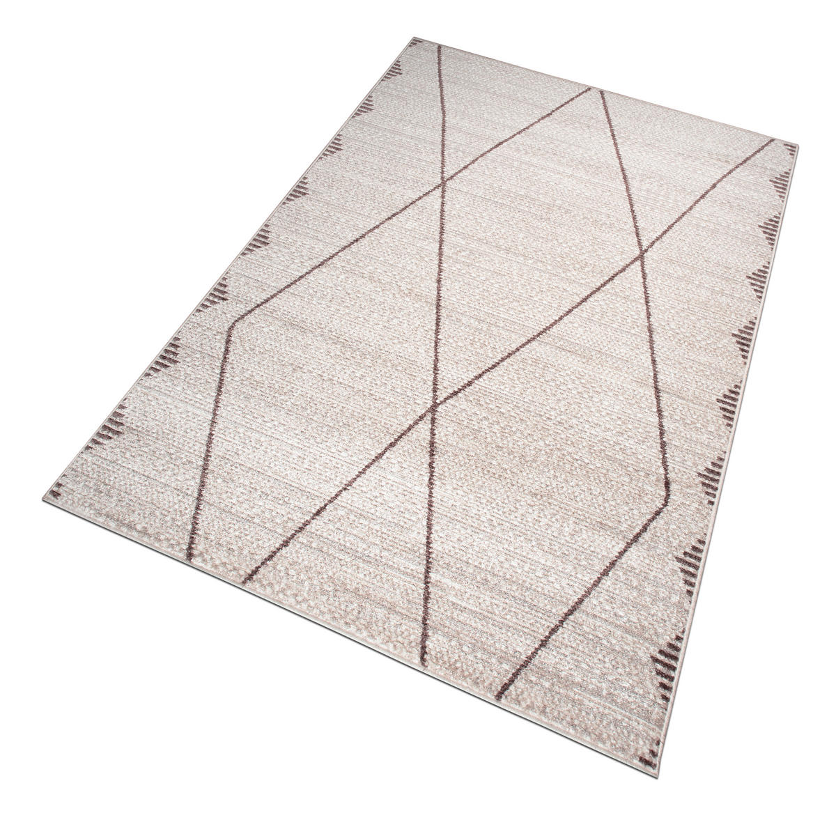 TEPPICH Harmonia Rautenmotiv Hoch-Tief-Effekt beige 120 x 170 cm - Beige/Braun, Kunststoff/Textil (120/170cm) - oKu-Tex