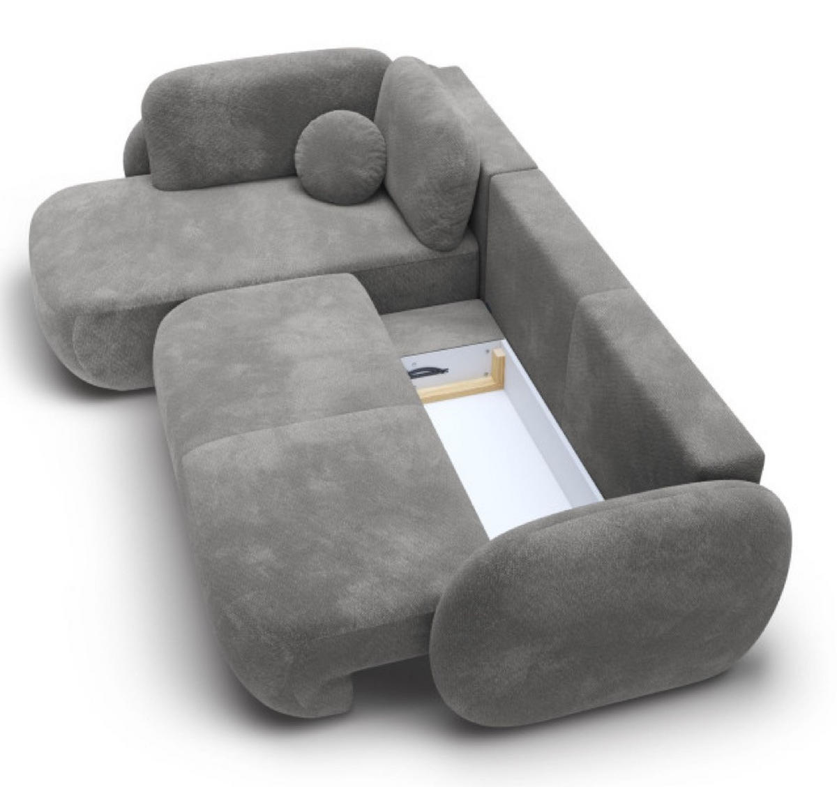 ECKSOFA Dunkelgrau OLIVIO II Ausziehbar Links - Dunkelgrau/Grau, Textil (289/190cm) - Sepro Meble