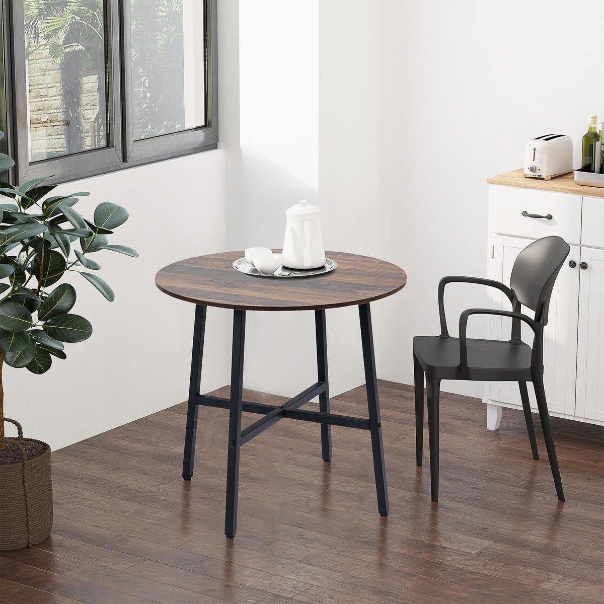 ESSZIMMERTISCH Esstisch Küchentisch für 4 Personen für Esszimmer, Küche, Braun - Braun, Kunststoff (80/80/76cm) - HOMCOM