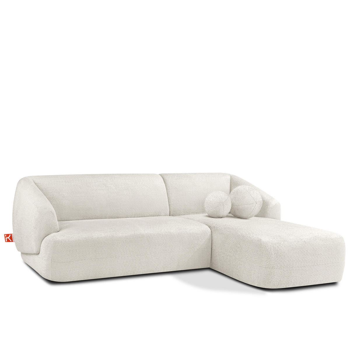 ECKSOFA RECHTS VIRA, Weiß, Chenille - Schwarz/Weiß, Holz/Holzwerkstoff (300/160cm) - KONSIMO®