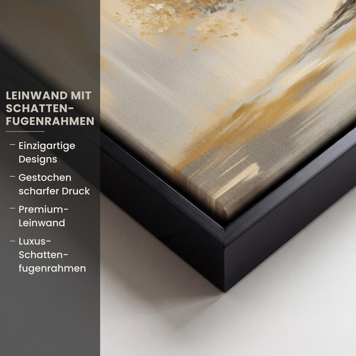 LEINWAND Bilder mit Rahmen - Gemälde - Baum - Abstrakt - Blätter - 40x30 - Beige, Textil (40/30cm) - MuchoWow