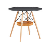 ESSTISCH in Naturfarben|Schwarz Küchentisch mit MDF-Tischplatte, Massivholzbeinen und geflochtener Ablage, B80/T80/H71.5cm - Schwarz/Naturfarben, Holzwerkstoff/Metall (80/80/71.5cm) - STILVORA