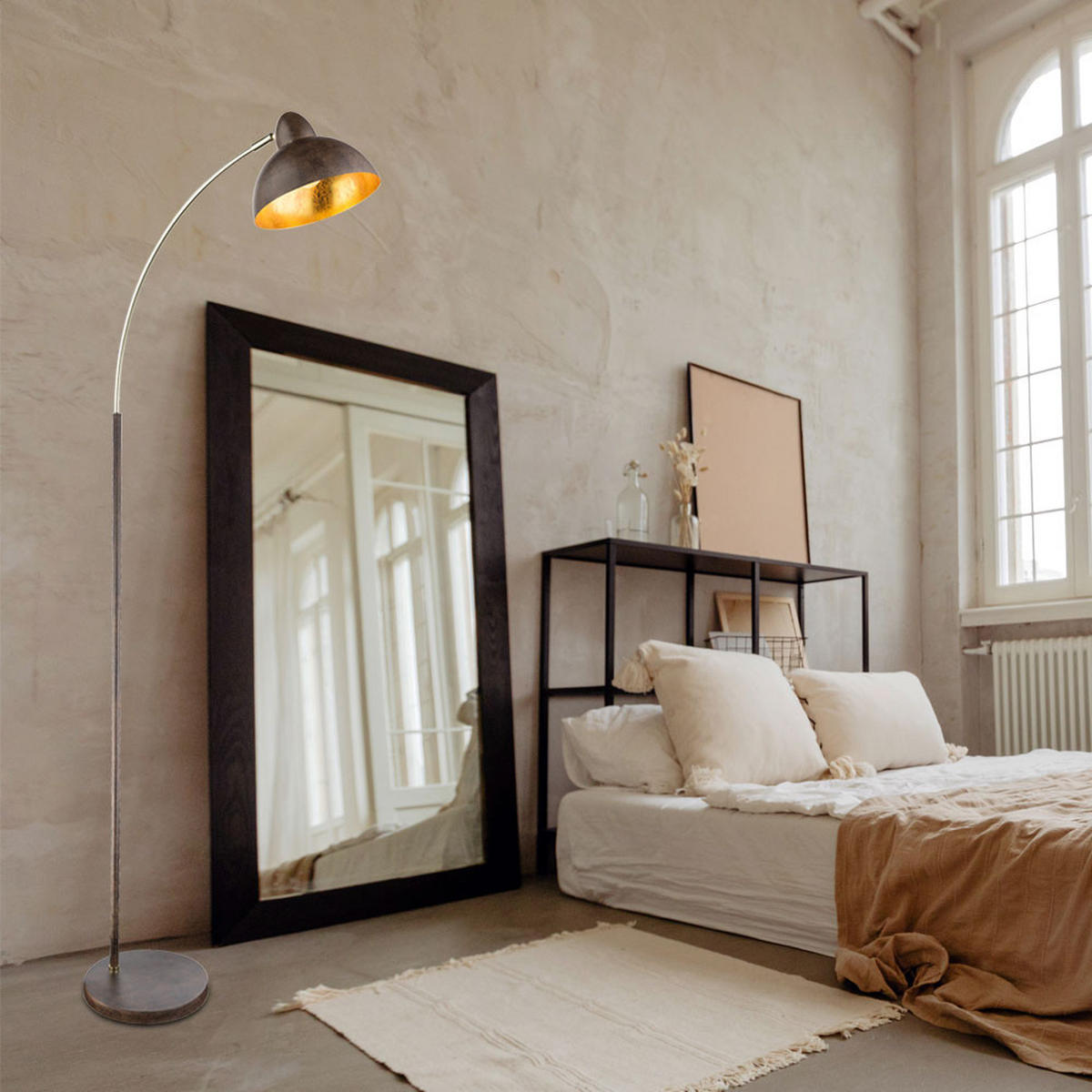 LED STEHLEUCHTE Messing Rostfarben - Braun, Metall (51/25/155cm) - Globo Lighting