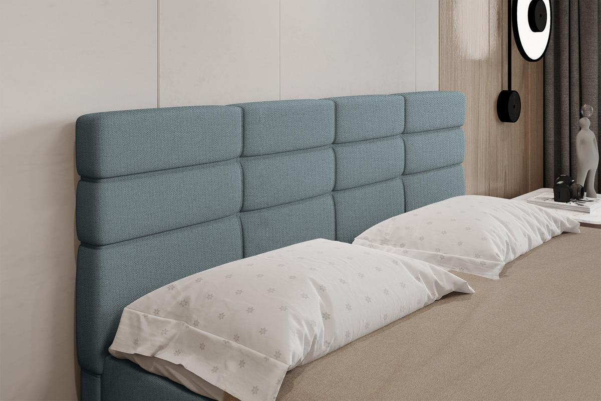 BOXBETT Reve 180 x 200 cm mit Bettkasten und Lattenrost ohne matratze - hellblau - Hellblau, Holz (180/200cm) - Panda Möbel