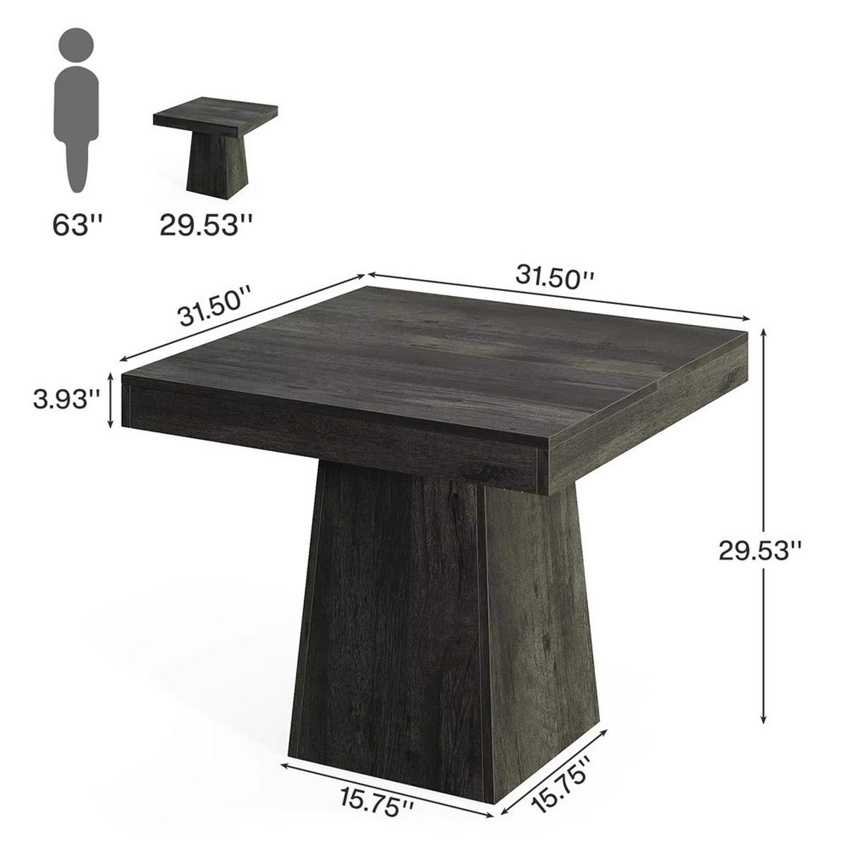 ESSTISCH 80 cm quadratisch 4 Personen, schwarz - Schwarz, Holz (80/80/75cm) - Coonoor