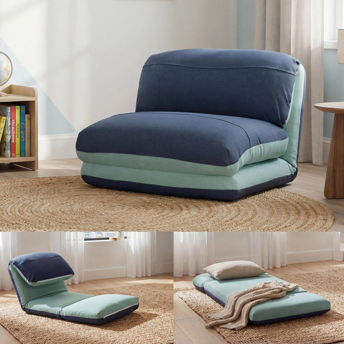 SCHLAFSESSEL Hellblau, Blau - Blau/Hellblau, Textil (75/60/75cm) - MCW