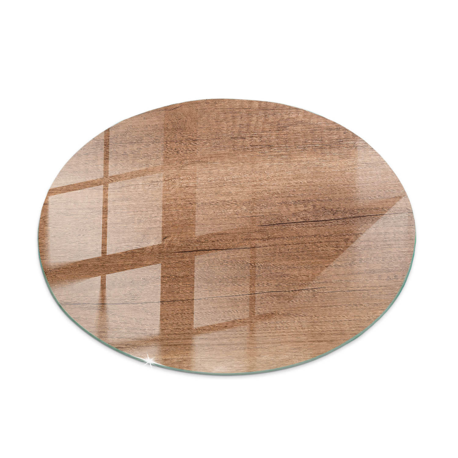 TISCHPLATTE Ø70 cm Holzoptik Natur Rund - Hellbraun/Braun, Glas (70/70/0.4cm) - TULUP