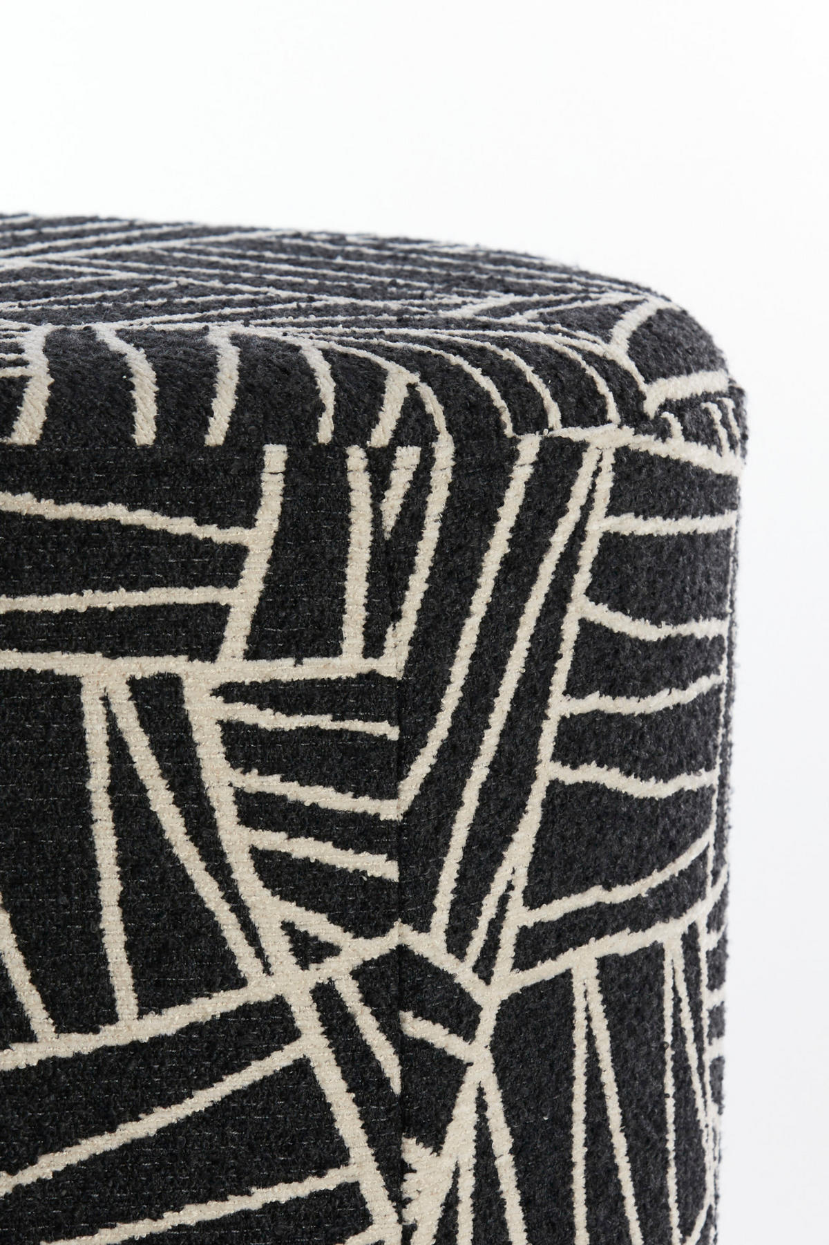 SITZPOUF Davonte Schwarz Ø40/44 cm - Schwarz, Textil (40/44/40cm) - Light & Living