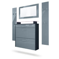GARDEROBE Malea Fronten in Grau Hochglanz - Grau, Holzwerkstoff (180/180/23cm) - Vladon