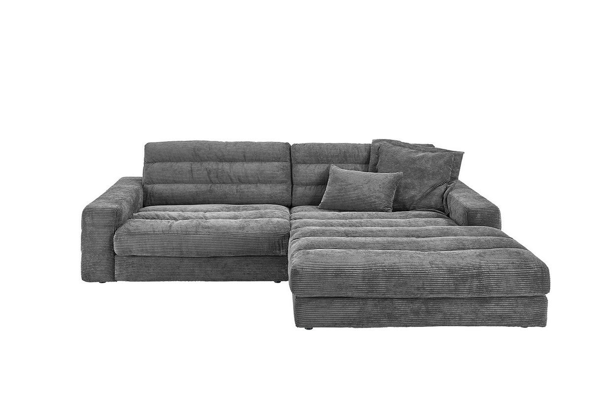 ECKSOFA LANA SOFA Grau Cord - Schwarz/Grau, Textil (296/205cm) - KAWOLA