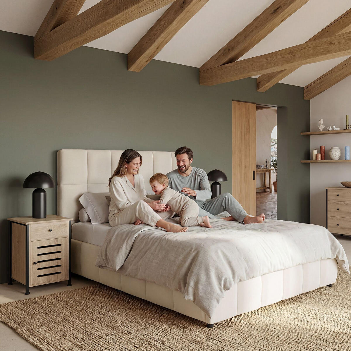 POLSTERBETT Shirley, Belastbarkeit 250 kg, Samtoptik sand - Gelb/Samtahornfarben, Holz (120/200cm) - tectake