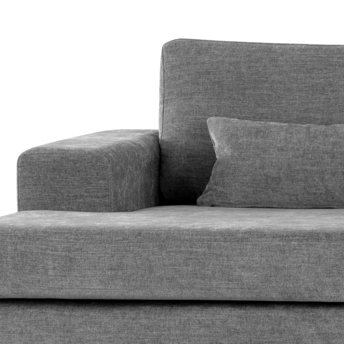 ECKSOFA mit Longchair - Eichefarben/Dunkelgrau, Eichenholz/Textil (281/153cm) - home24