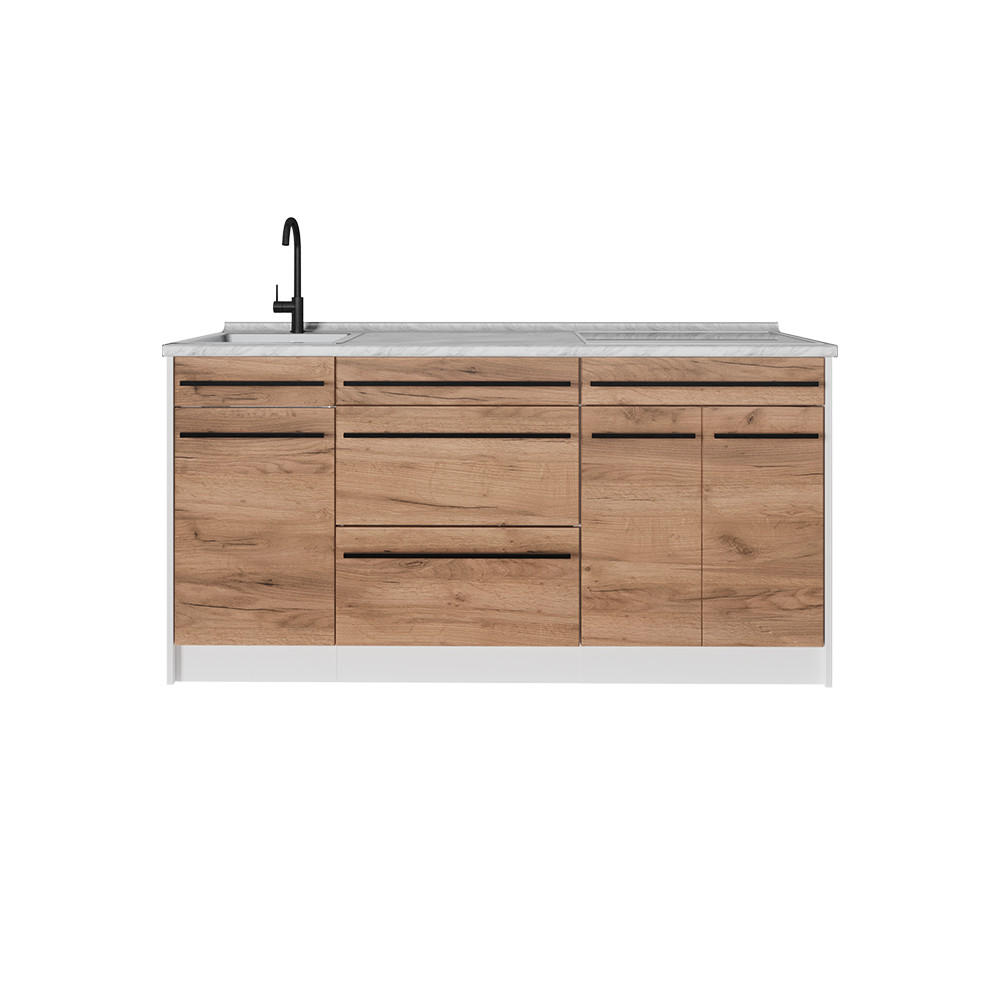 Vicco Küchenblock Honigeiche, Weiß 160x81.6x46 cm
