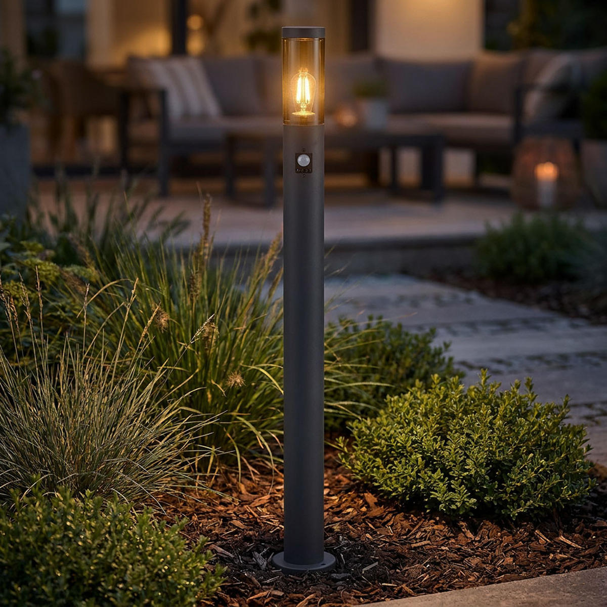 LED STEHLEUCHTE BOSTON Anthrazit Edelstahl - Anthrazit, Metall (12.7/12.7/110cm) - Globo Lighting