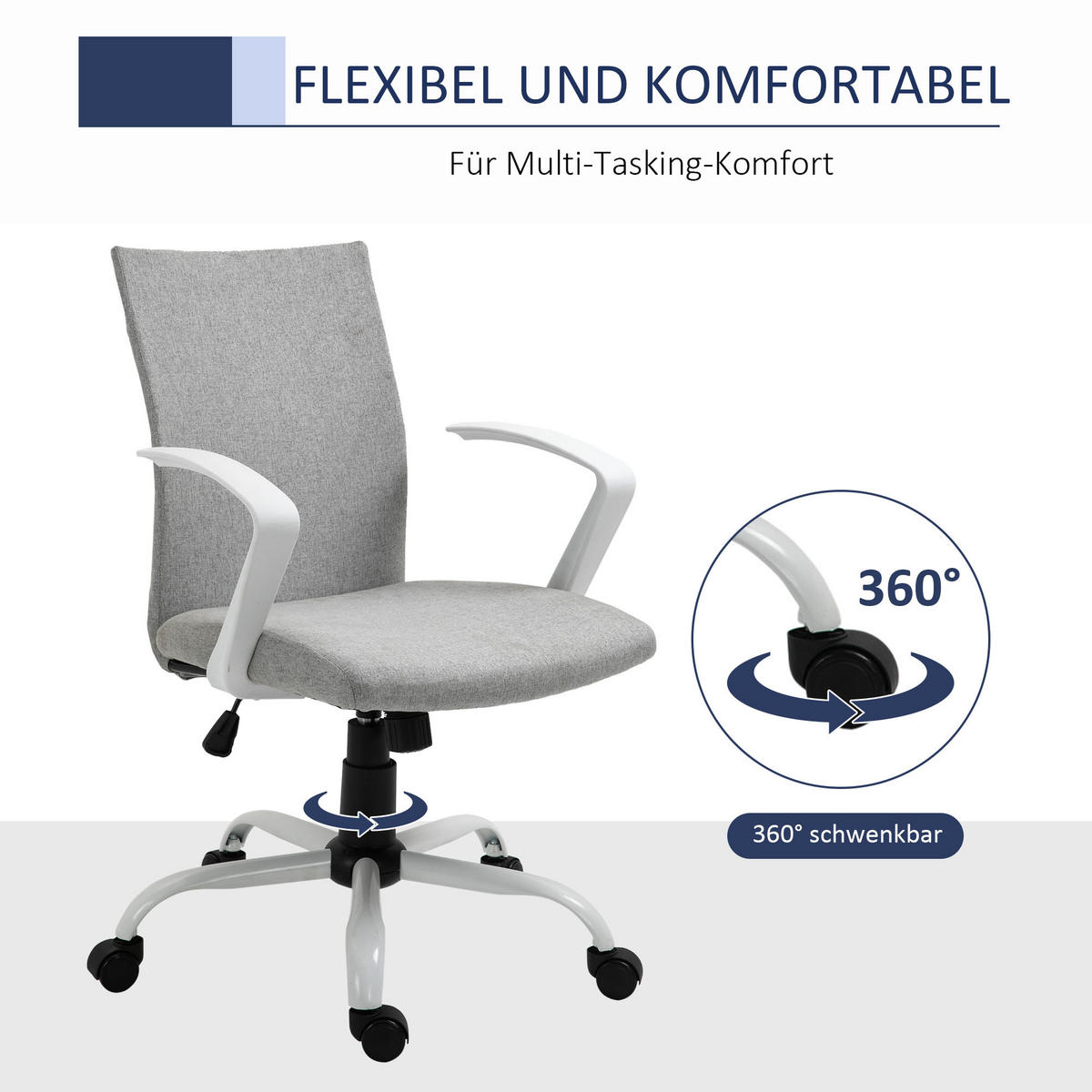 BÜROSTUHL, Schaumstoff, Nylon, Grau - Grau, Kunststoff (61/99/61cm) - Vinsetto