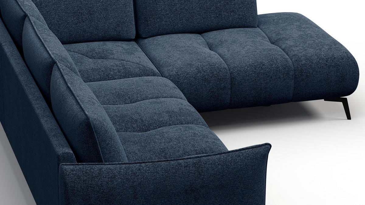 ECKSOFA AERA 5-Sitzer rechts, dunkelblau - Schwarz/Dunkelblau, Holz/Textil (268/206cm) - Wozimo