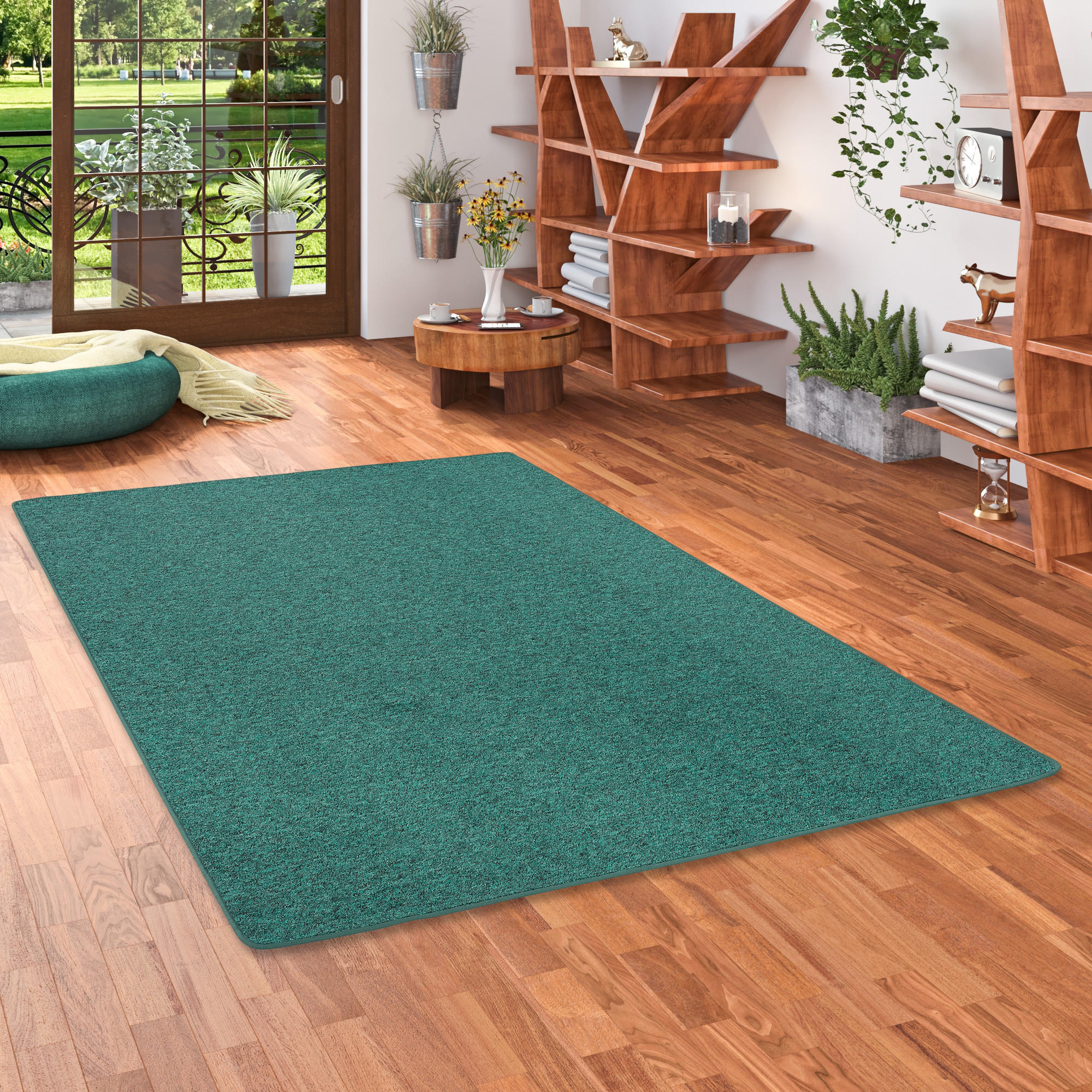FEINSCHLINGEN VELOUR TEPPICH STRONG - Petrol, Textil (200/250cm) - Snapstyle