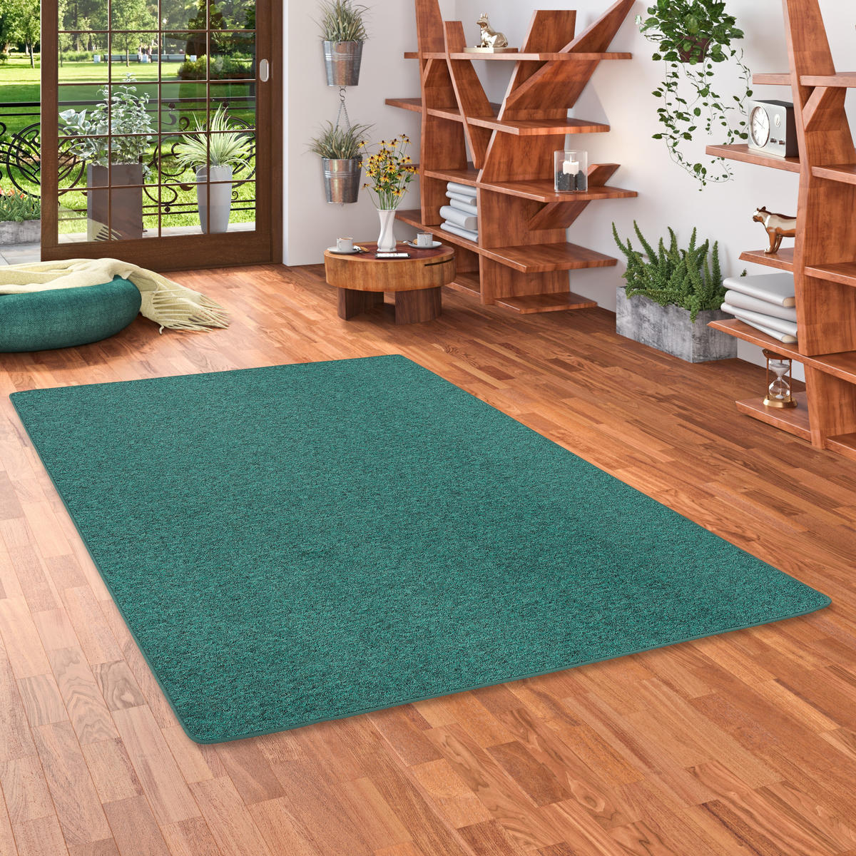 FEINSCHLINGEN VELOUR TEPPICH STRONG - Petrol, Textil (80/160cm) - Snapstyle