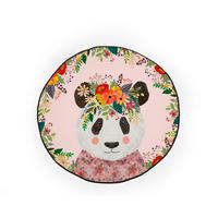 KINDER-TEPPICH Runder mit Piqué-Druck, floralem Pandamotiv PLAY ROUND - Multicolor, Textil (1/120cm) - RNT By Really Nice Things