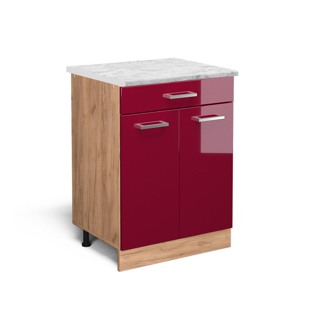KÖKSUNDERSKÅP R-Line Röd högblank 60 cm AP marmor Röd, Ekfärgad 81.6/60/60 cm