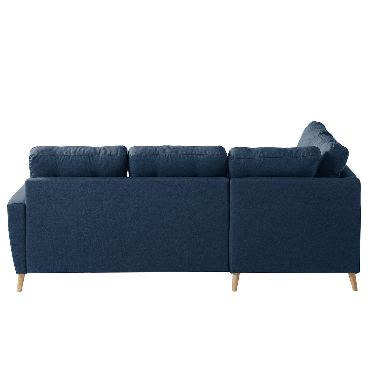 ECKSOFA mit Ottomane - Webstoff - Hellbraun/Blau, Holz/Textil (230/200cm) - home24