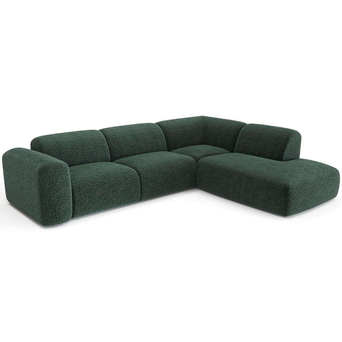 ECKSOFA RECHTS Gemusterter Samt Smaragdgrün 269cm - Smaragdgrün, Textil (269/221cm) - Sia Home