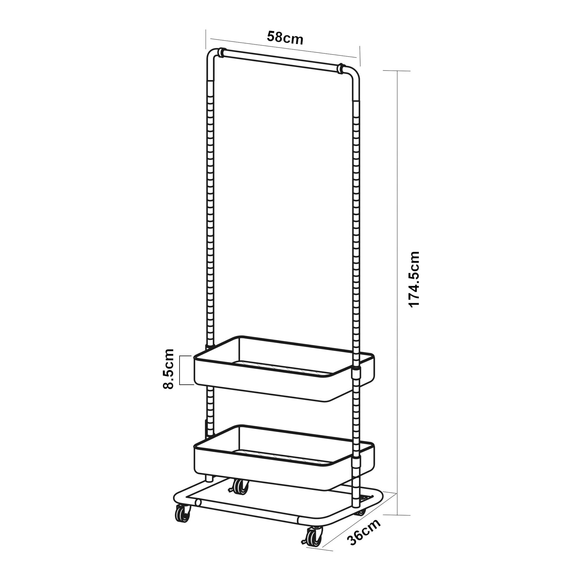Thumbnail - [en.casa] Garderobenständer, Weiß, Metall, 58x174.5x36 cm, Garderobe, Garderobenständer