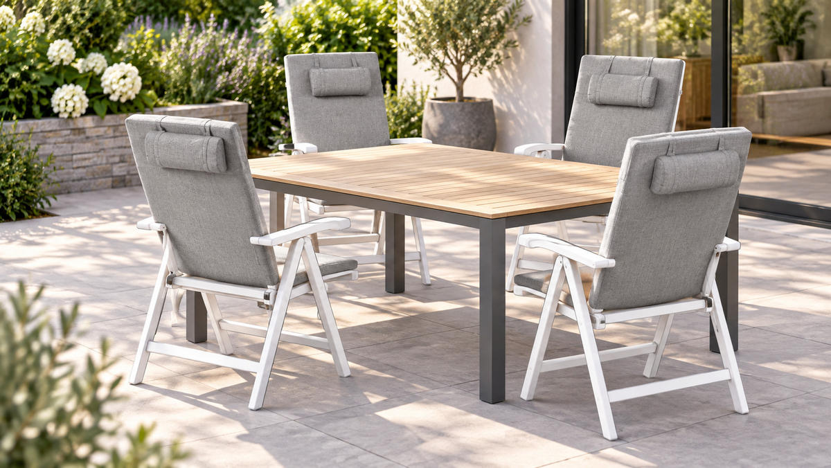 KÜLTÉRI ülőpárna 6 darabos Szett Szürke melírozott 50/45 cm Java/Amantea Premium - szürke, textil (50/71/45cm) - Beliani