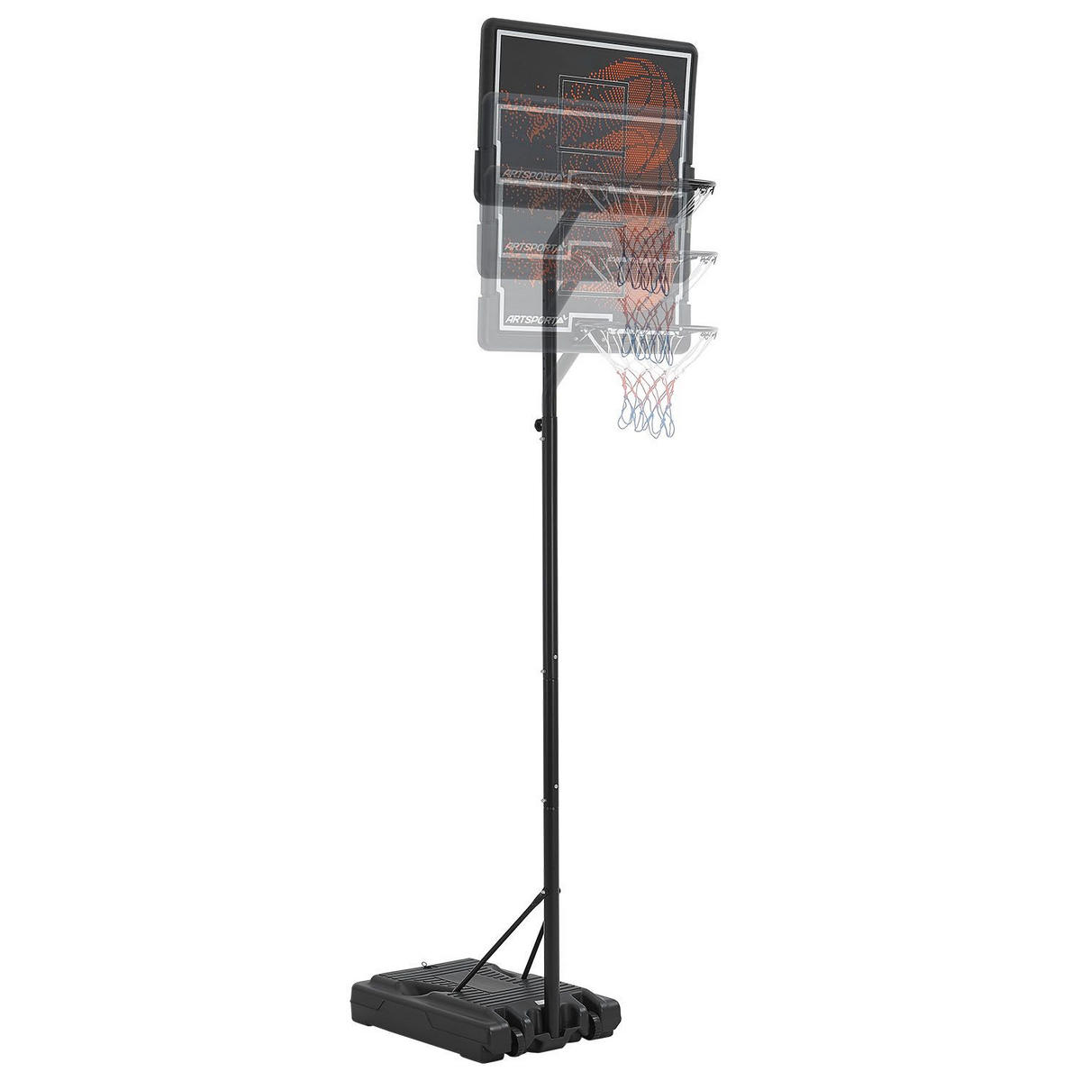 BASKETBALLKORB In- & Outdoor höhenverstellbar - Schwarz, Metall (60/90cm) - Artsport