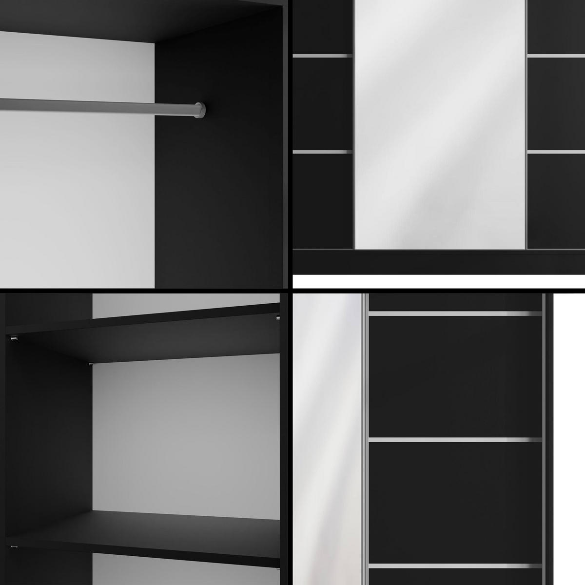 KLEIDERSCHRANK PAOKI - 250 cm - Schwarz - Schwarz, Holzwerkstoff (250/215/61cm) - ALTDECOR