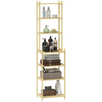 BADREGAL mit 7 Ebenen, Natur, 44 x 33 x 180 cm - Naturfarben, Naturmaterialen (44/180/33cm) - HOMCOM