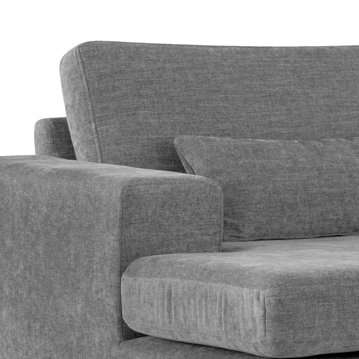 ECKSOFA mit Longchair - Eichefarben/Dunkelgrau, Eichenholz/Textil (281/153cm) - home24