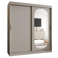 SCHWEBETÜRENSCHRANK 200/180/62 2-türig - Kaschmir/Silberfarben, Holz (180/200/62cm) - MÖBEL KRYSPOL