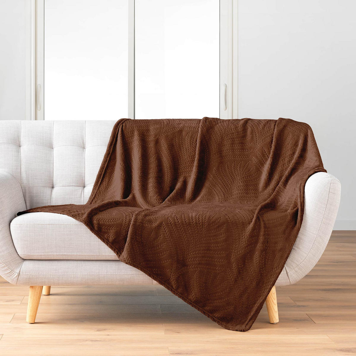 FLANELL-KUSCHELDECKE mit Prägung Nelia 125/150 cm - Braun, Textil (150/125cm) - Douceur d´intérieur