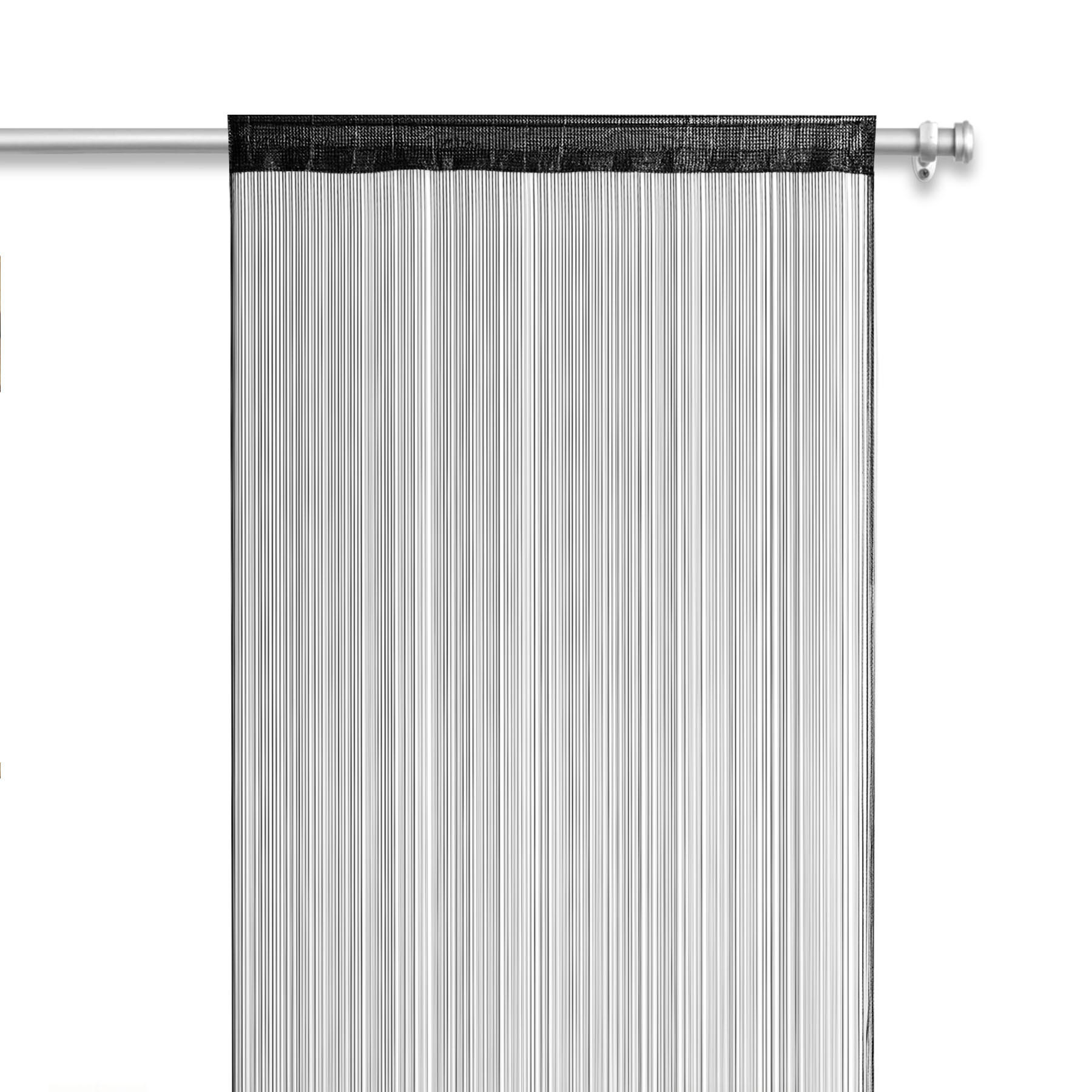 FADENVORHANG schwarz 245/90 cm Stangendurchzug kürzbar - Schwarz, Textil (90/245/1cm) - wometo