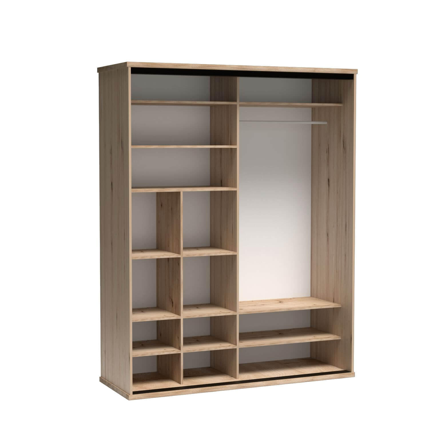 SCHWEBETÜRENSCHRANK Caya mit zwei Türen und Spiegel, 180 cm - Eiche Artisan, Holzwerkstoff (180/217/60cm) - Beautysofa
