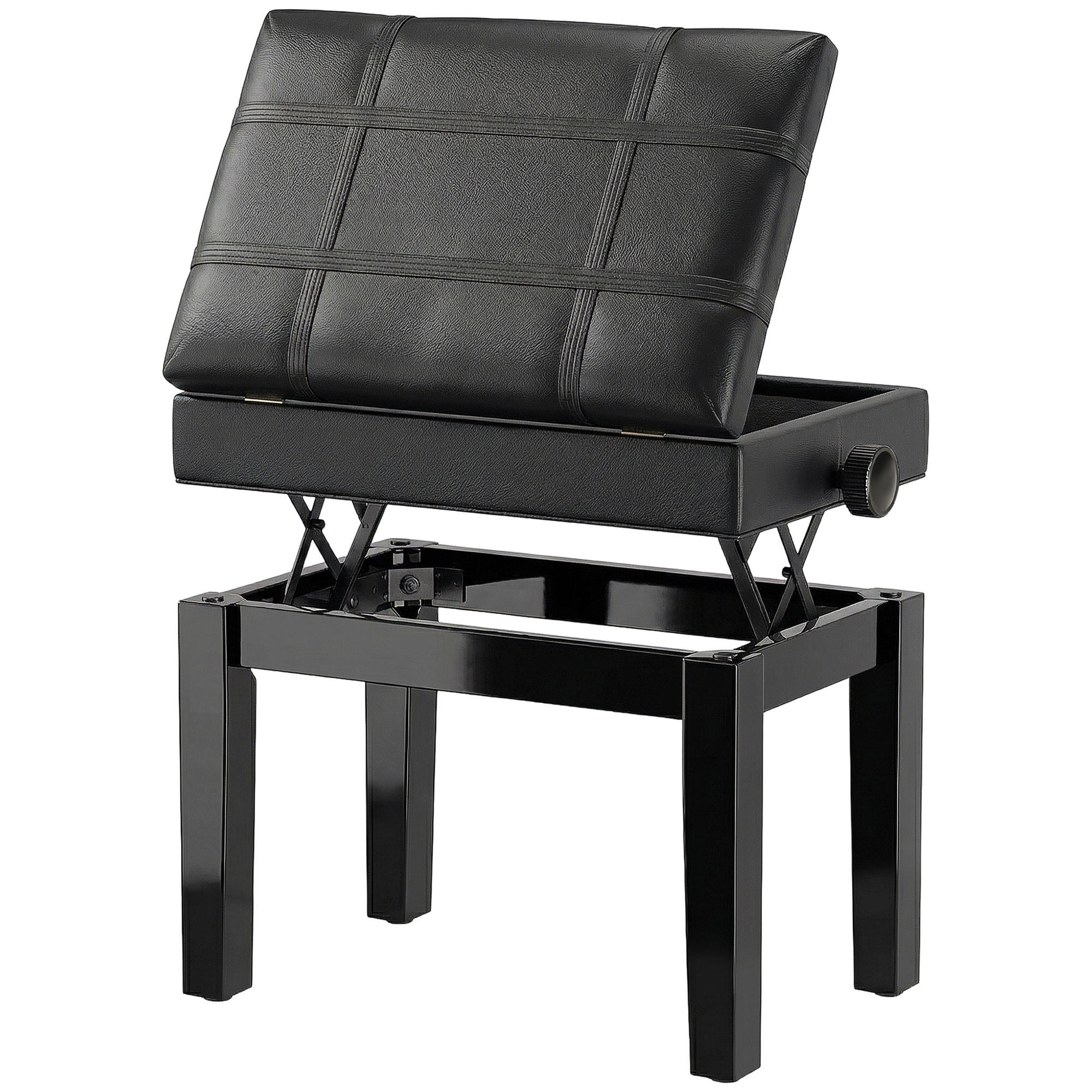 HOCKER DE-16370 höhenverstellbar mit integriertem Fach Schwarz - Schwarz, Metall (35/56/63cm) - ComfortXL
