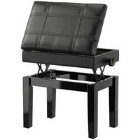 HOCKER DE-16370 höhenverstellbar mit integriertem Fach Schwarz - Schwarz, Metall (35/56/63cm) - ComfortXL