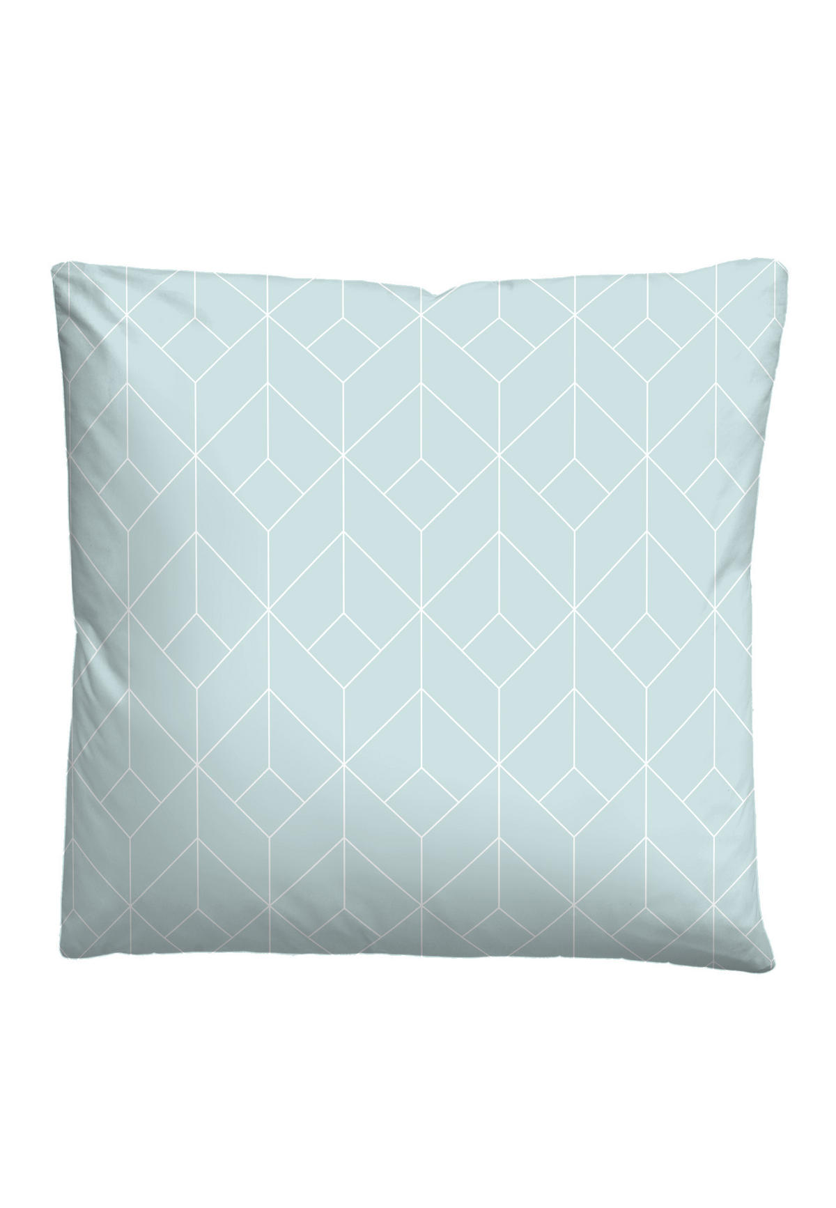 BETTWÄSCHE-GARNITUR Seersucker Geometrie türkis, 135x200 cm + 80x80 cm - Türkis, Textil (135/200cm) - biberna