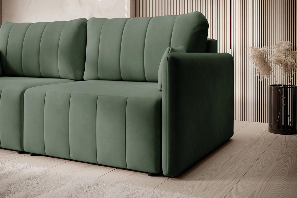 SCHLAFSOFA Pierra Hellgrün hydrophober Samt - Schwarz/Grün, Kunststoff/Textil (215/100/112cm) - Selsey