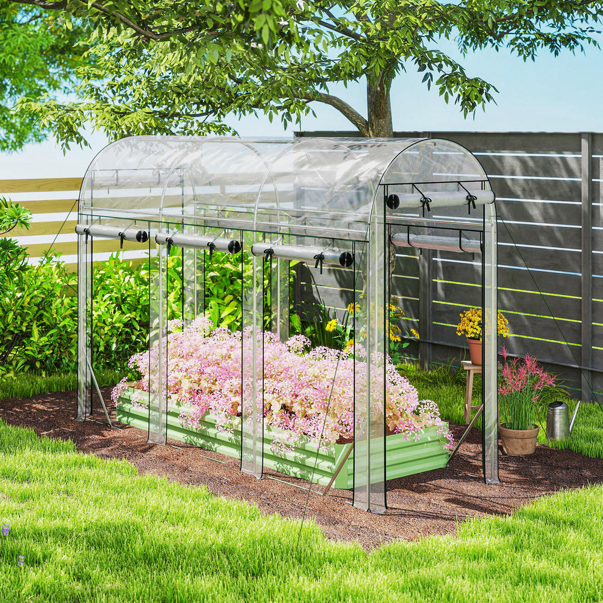 GEWÄCHSHAUS DE-12066 8 Rolltüren Transparent - Transparent, Metall (100/197/295cm) - ComfortXL