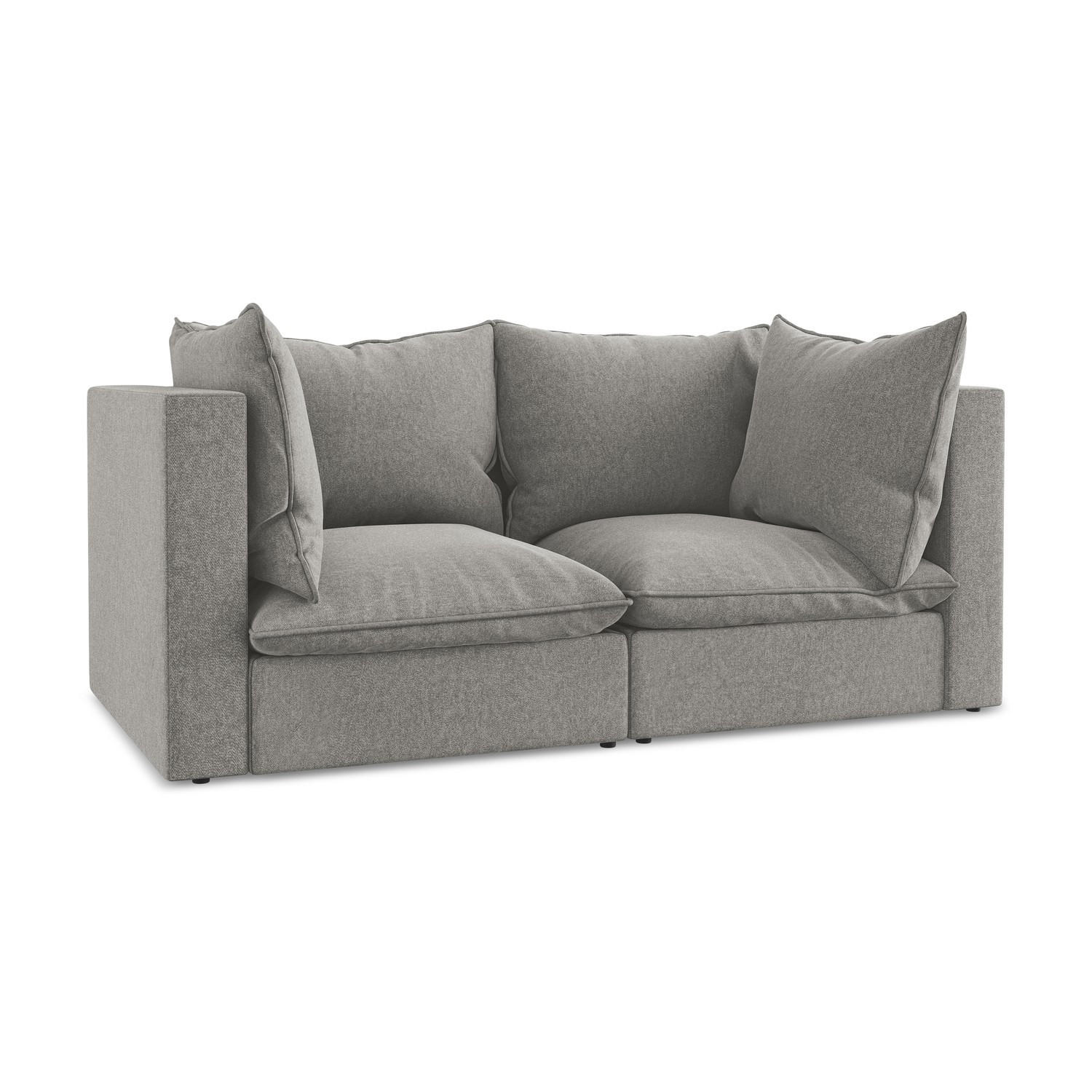2-SITZER SOFA Samt Stoff Grau - Schwarz/Grau, Holzwerkstoff/Kunststoff (180/77/90cm) - LaMiaSofa