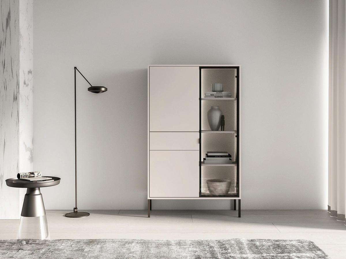 VITRINE – 92 cm – Barnee – Kaschmir - Kaschmir, Holzwerkstoff (92/150/40cm) - hi-markt