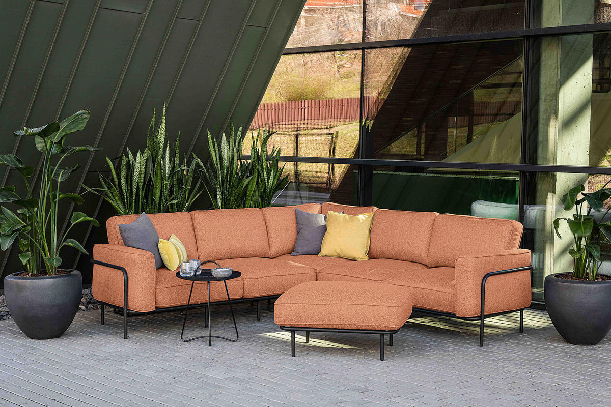 OUTDOOR-HOCKER - Rosa, Textil/Metall (85/45/64cm) - home24