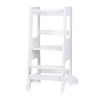 LERNTURM DIWH0241 weiß 44,5 x 41 cm, Stehhilfe, Holz, Tritthocker, höhenverstellbar - Weiß, Holzwerkstoff (41/91/44cm) - Chipolino
