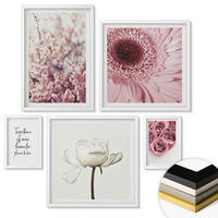 WANDBILDER 5er-Set - 50x50 cm & 20x30 cm & 40x60 cm Weißer Rahmen - Blumensträuße mit Rosen, Hausinschrift - Weiß, Kunststoff (40/60cm) - ArtPrintCave